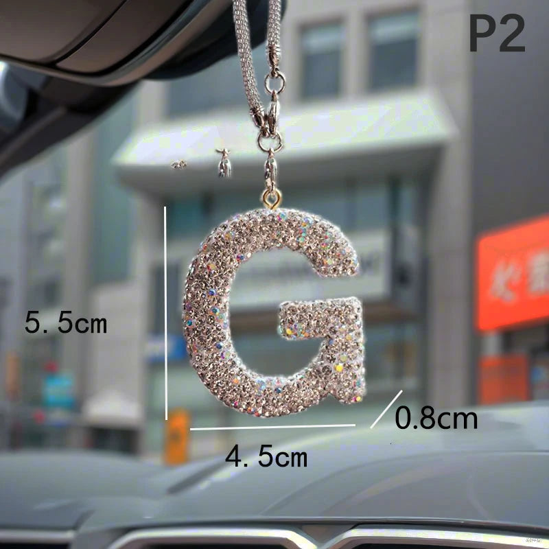 Rhinestone Letter Car Rearview Mirror Pendant