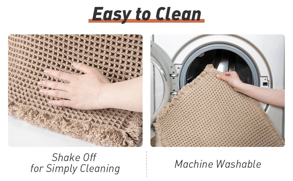 Waffle Textured Quick-Dry Bath Mat with Non-Slip Backing