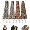 Leopard print wide adjustable crossbody bag strap shown in various lengths and close-ups