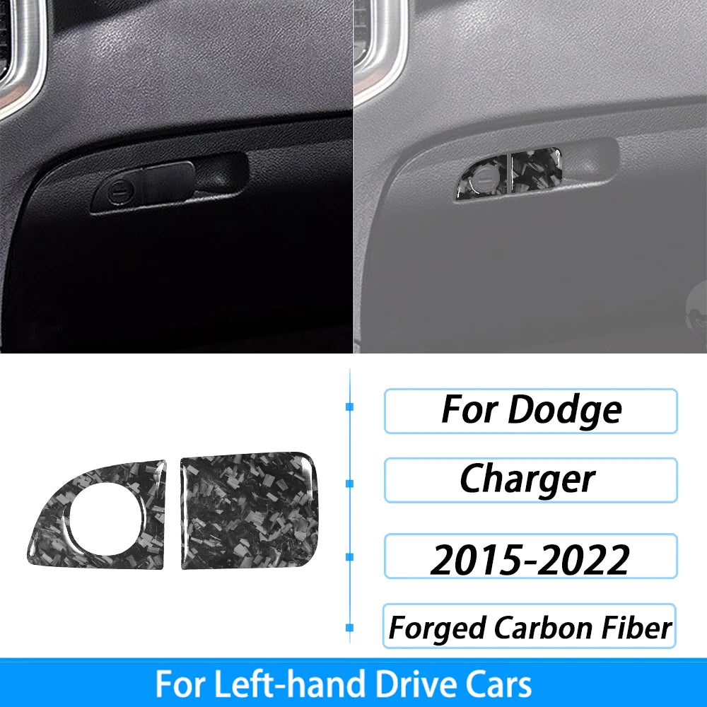 Compteur de vitesse et garniture de ventilation en fibre de carbone forgée pour une Dodge Charger à conduite à gauche