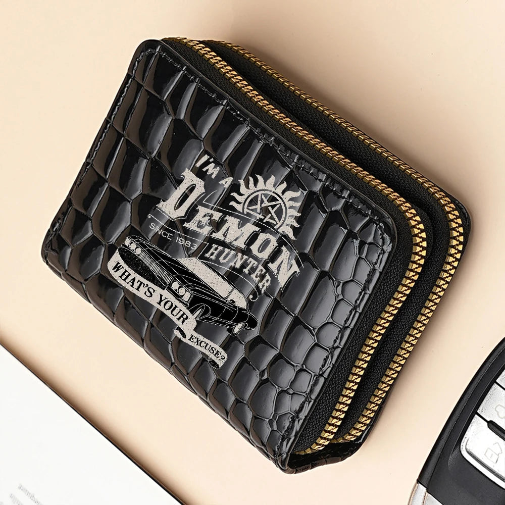 Premium PU Leather Compact Wallet with Double Zipper and Coin Pocket