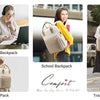Women's Nylon Waterproof Casual Backpack with USB Port, Fits 15.6 Inch Laptop