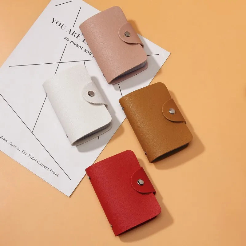 Compact Leather Card Holder Wallet with 24 Slots
