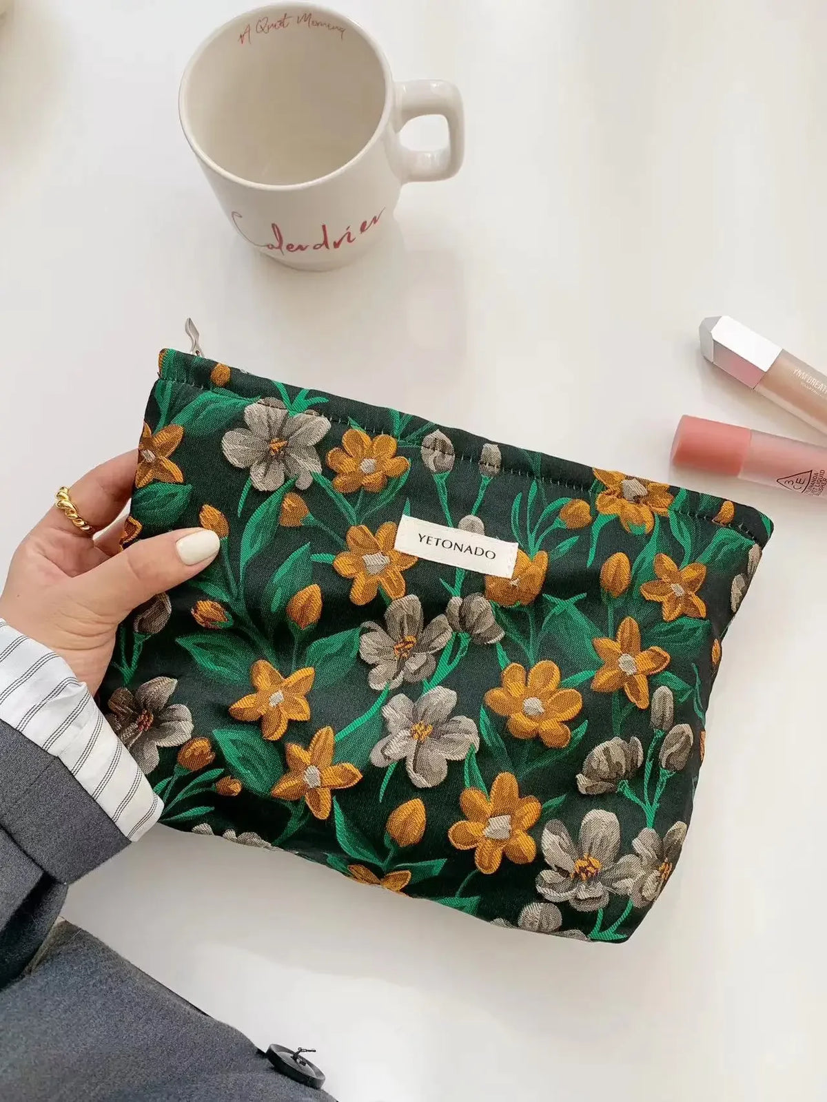 Vintage Floral Cosmetic Bag - Portable Makeup & Toiletry Organizer