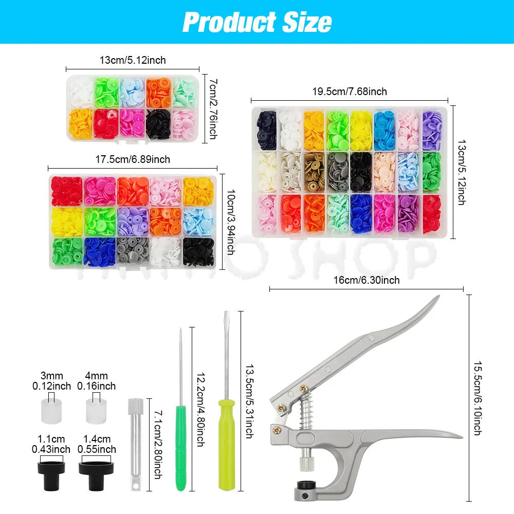 Snap Fastener Pliers Kit with Resin Buttons for Sewing and DIY Projects