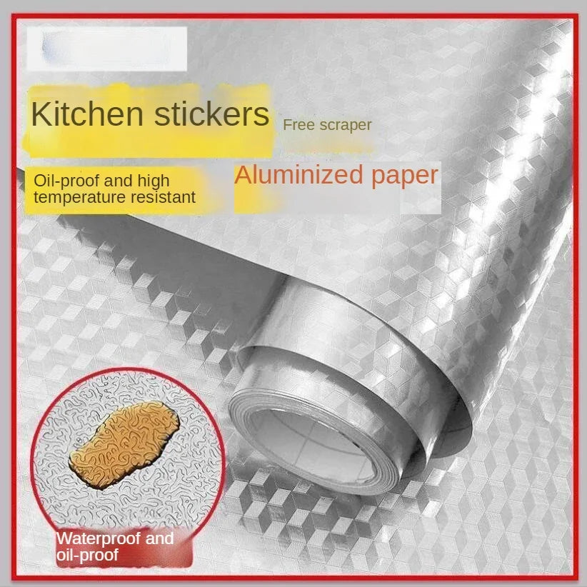 Roll of aluminized paper kitchen stickers for oil-proof and high temperature resistant use