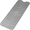 A gray bathtub mat with numerous suction cups for non-slip grip.