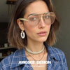 Oversized Aviator Sunglasses with Gradient Champagne Lenses
