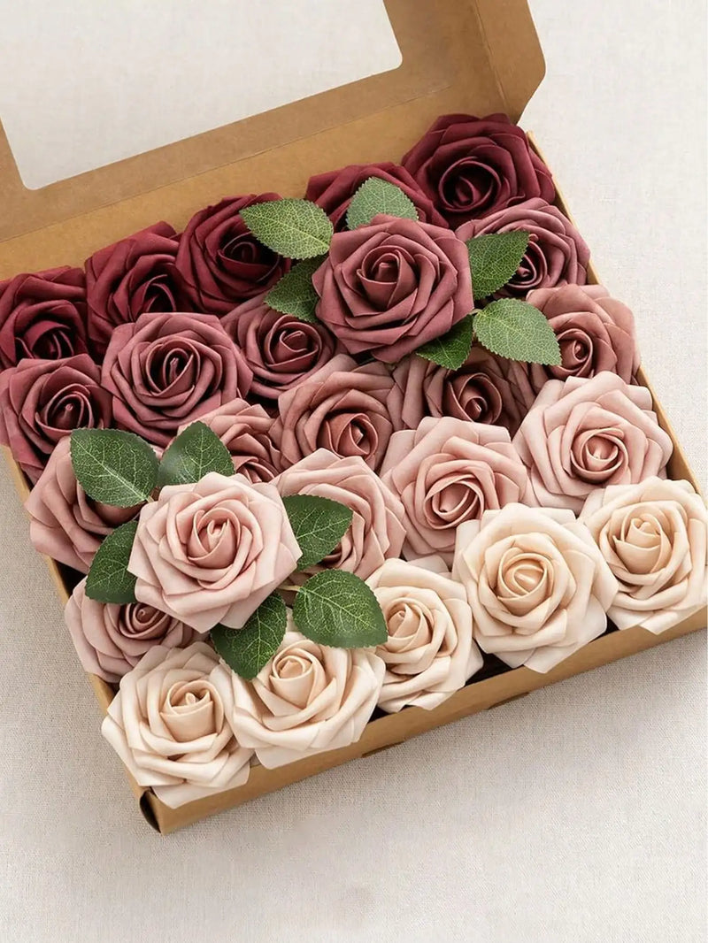 Set de Rosas Artificiales con Degradado Verde Bosque