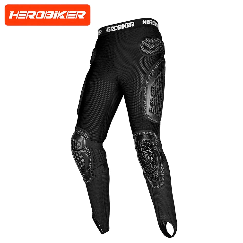 Black HeroBiker motocross armor pants shown from the side.