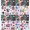 A set of temporary tattoos featuring K-Pop idols and characters for birthday party decoration.