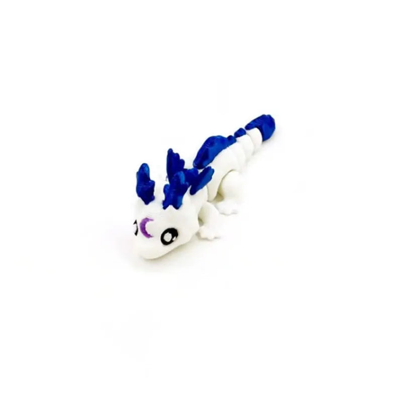 A set of six articulated mini dragons, featuring white and blue colors, for Easter and decor.
