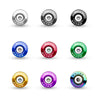 A set of aluminum quick release bumper fasteners in various colors including silver, black, blue, red, green, gold, and purpl