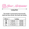 A chart showing the height proportions of a custom name motorcycle helmet decal sticker in sizes S, M, and L with correspondi