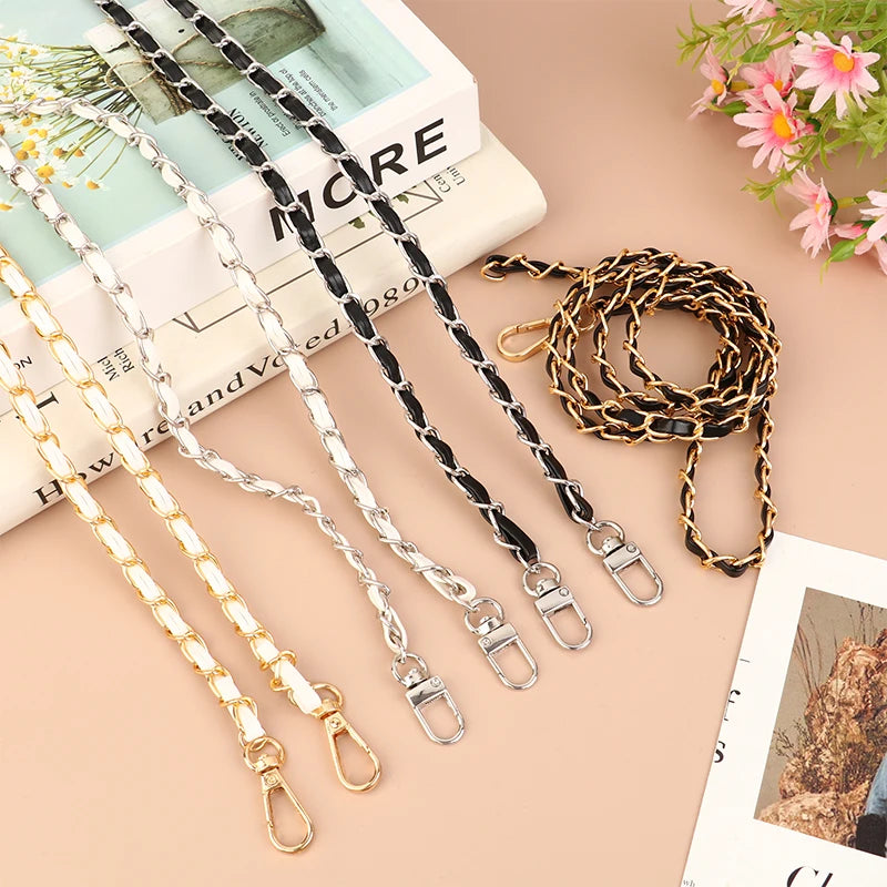 120cm Leather-Trimmed Chain Bag Strap