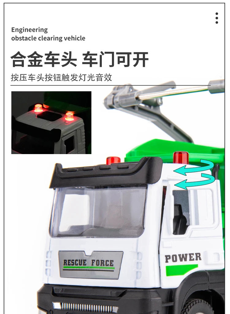 Diecast Garbage Collection Truck Model with Sound and Light