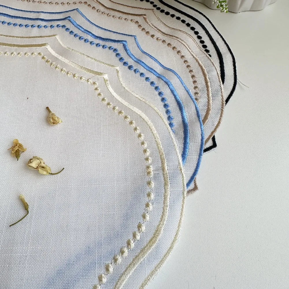 Embroidered Cotton-Linen Placemat Set – Elegant French Lace Table Decor