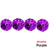 Set of four purple aluminum alloy dice design tire valve caps
