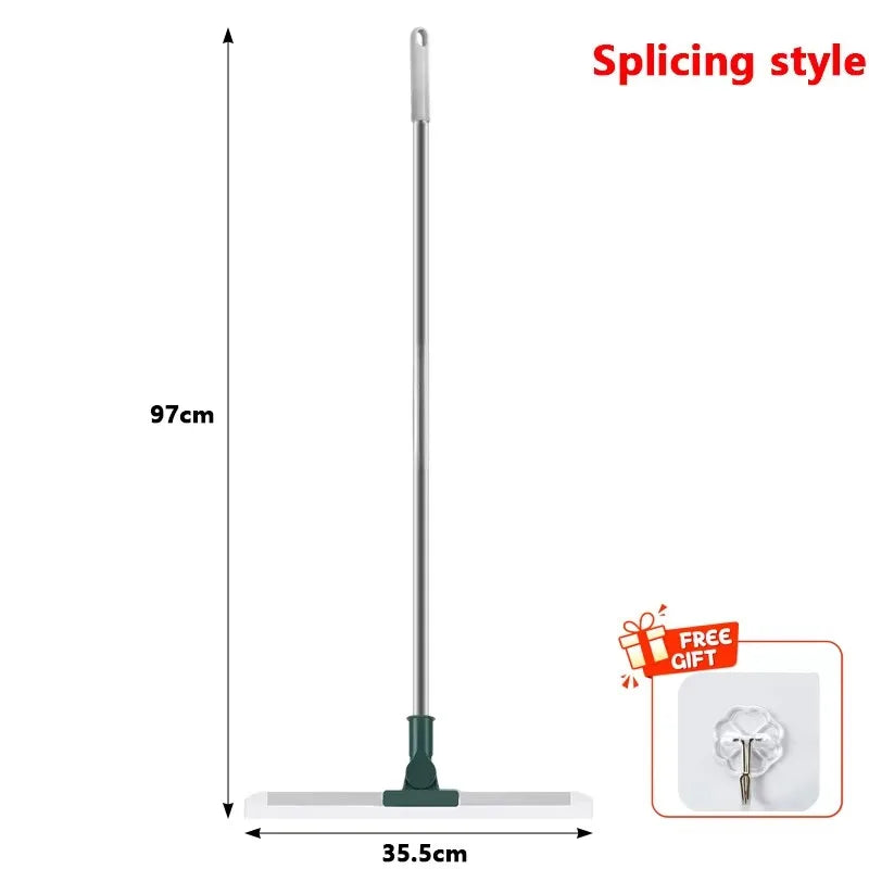 A long, slender silicone scraper broom and squeegee with a handle and flat cleaning head.