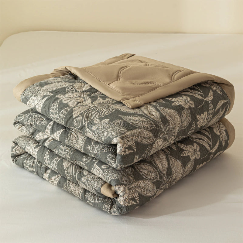 Vintage Floral Quilted Throw Blanket