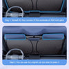 Instructions showing how to spread the corners of a sunshade on the front glass using an original car sun visor