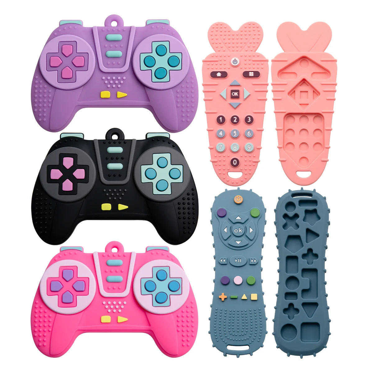 2-Piece Baby Teether Set – Silicone Remote & Game Controller