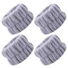 Gray absorbent microfiber wrist washing bands or face-saving cuffs shown from above.