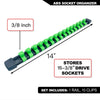 ABS socket organizer rail with 15 clips for storing 15-3/8 inch drive sockets