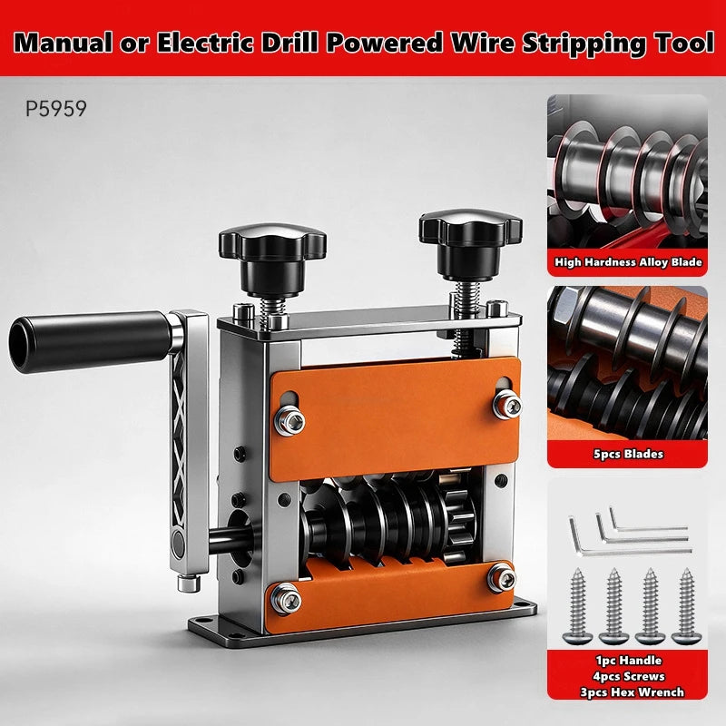 Multifunctional Wire Stripping Tool for Manual or Drill Use