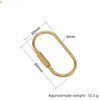 A brass gold keychain charm with a secure carabiner clip, shown with dimension lines.