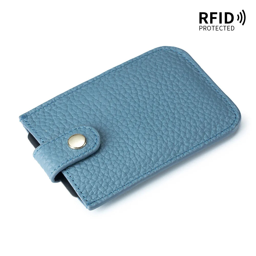 Slim Leather Card Holder with Quick-Access Pull Tab