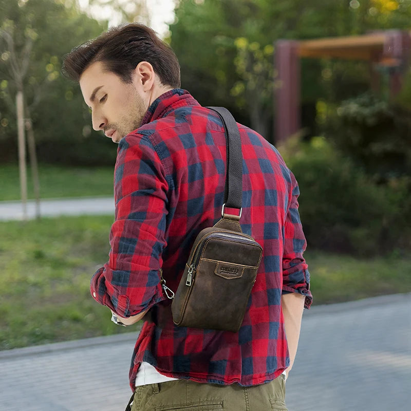 Genuine Leather Crossbody Sling Bag for Men