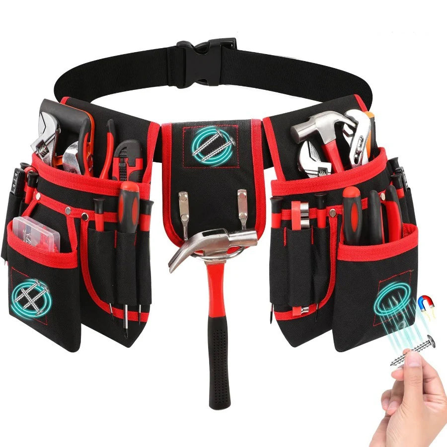 Heavy-Duty Tool Belt with Detachable Pouches & Adjustable Waist Strap