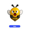 A yellow 3D cartoon bee door edge protector with black stripes and large eyes.