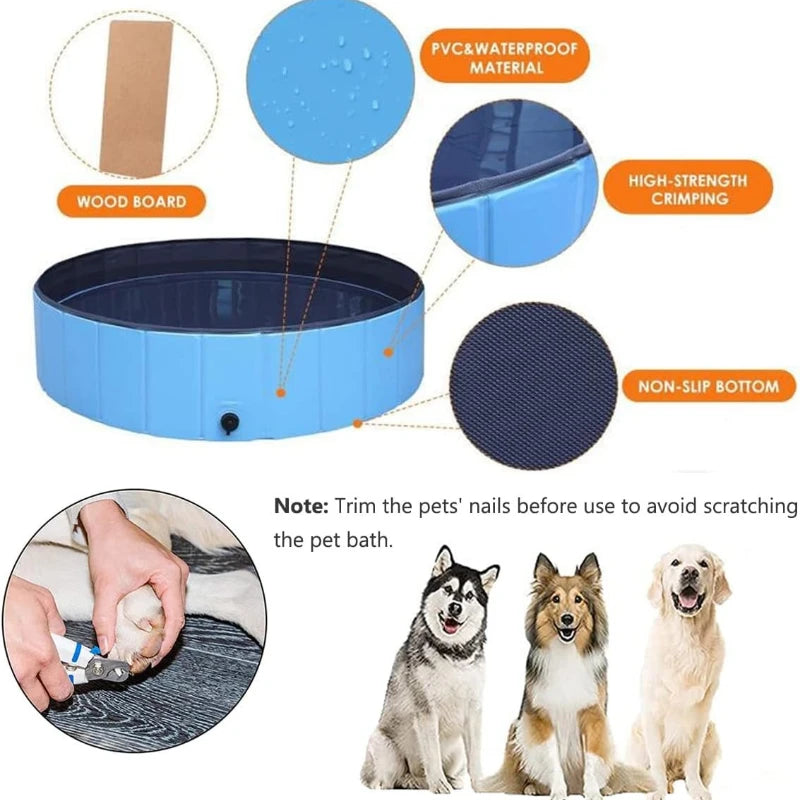 Foldable Pet Bath Tub with Quick-Drain Design