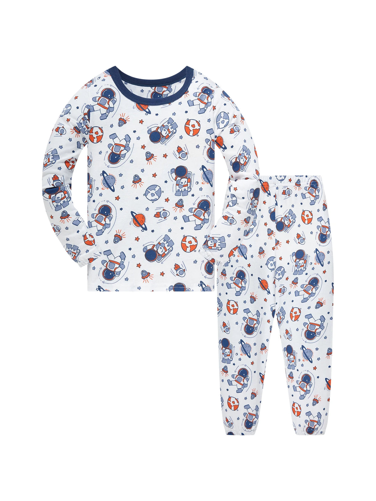 Kids' Cotton Cartoon Astronaut Pajama Set