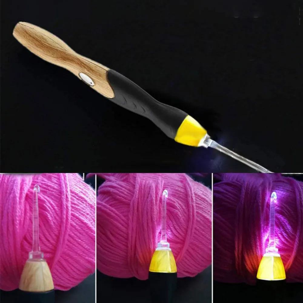 LED Lighted Crochet Hook Set with USB Rechargeable Handle