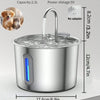 Stainless Steel Cat Water Fountain with LED Light