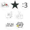 A set of playful tinplate pins featuring various cat and dog faces, memes, and text expressions.