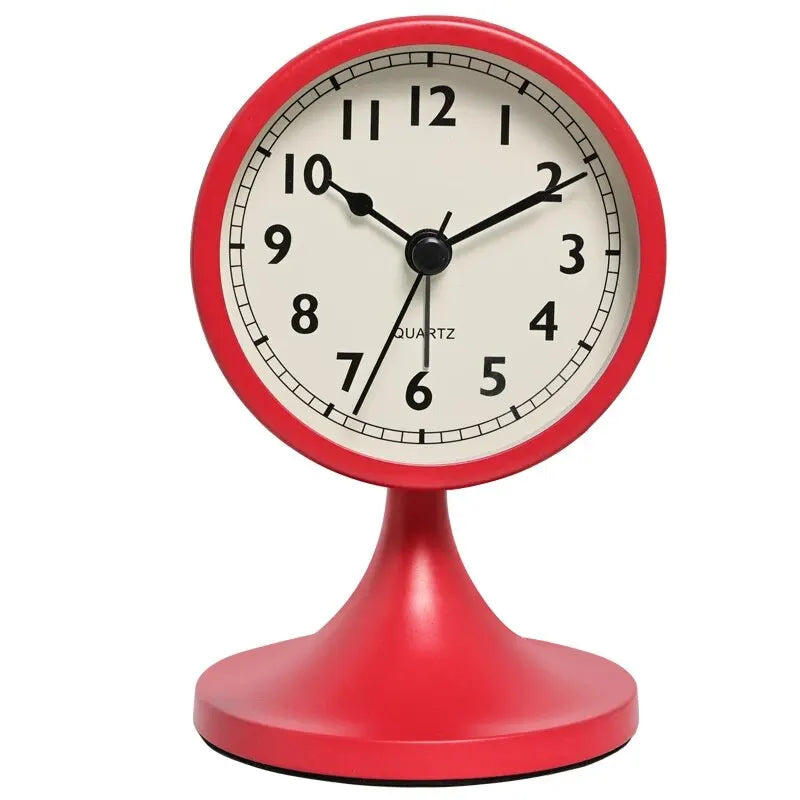 Nordic Metal Round Alarm Clock with Silent Movement and Nightlight