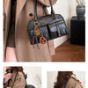 Women's Retro PU Leather Shoulder Bag with Multiple Pockets & Detachable Charm