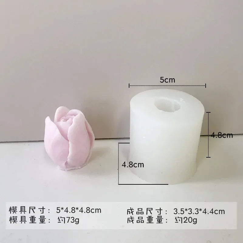 White silicone mold shaped like a rose peony for crafting candles, soap, and baking