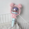 A pink fluffy plush cover for a SEVENTEEN official light stick is displayed against a white background.