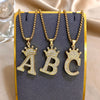 Crown Letter Pendant Necklace