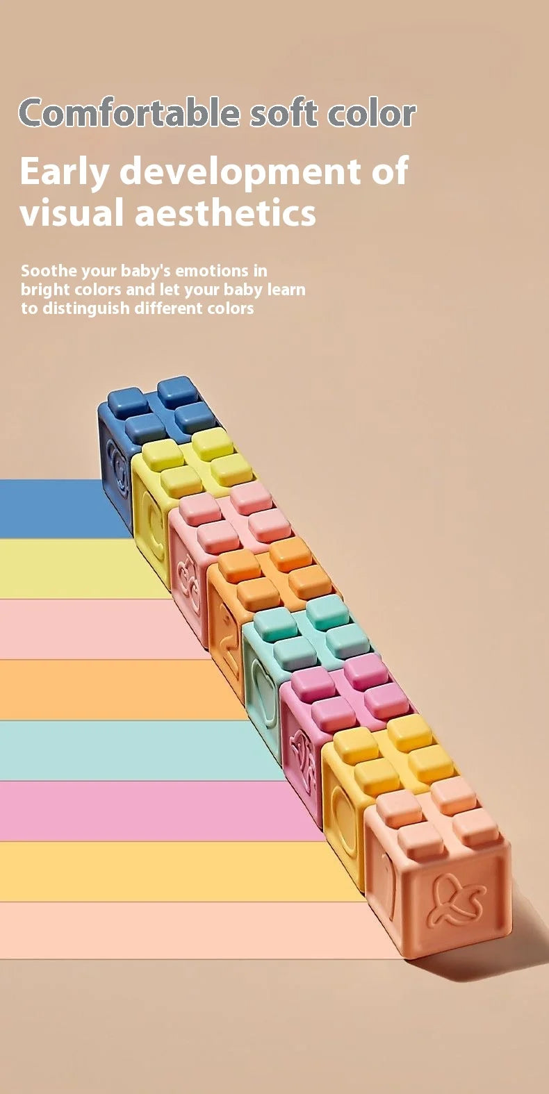Soft Rubber Building Blocks Set for Babies – Safe, Chewable, and Educational Sensory Toy