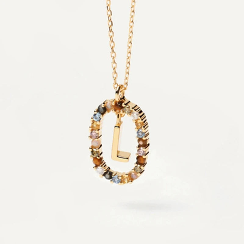 925 Sterling Silver Initial Letter Pendant Necklace