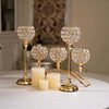 Gold 3-Arm Candelabra with Crystal Bowls for Elegant Table Decor