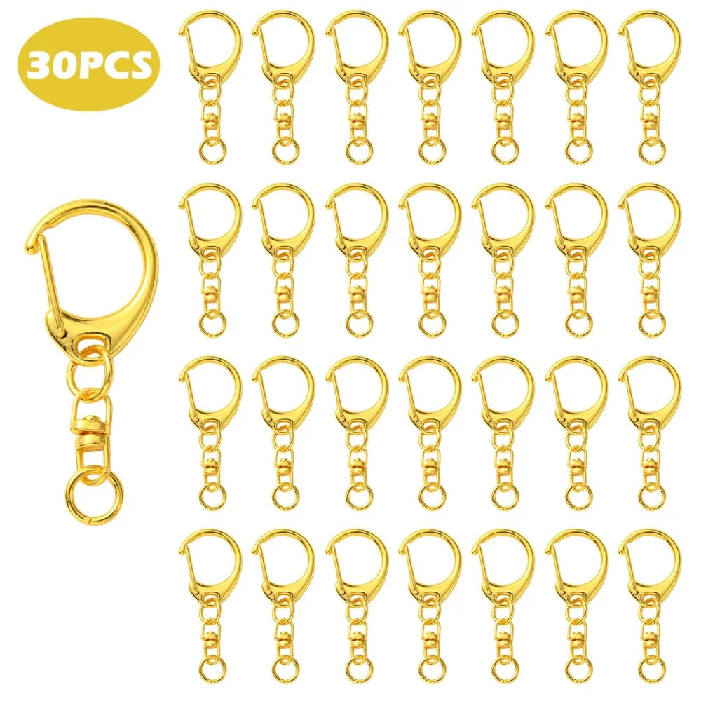 30-Piece Lobster Clasp Keychain Connector Set for DIY Jewelry Making