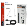 Red 650mAh portable soldering iron with detachable tip and USB charging cable