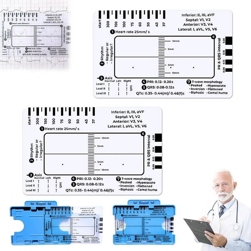 ECG 7-Step Interpretation Ruler Card